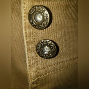 Nuth khaki overlay wide leg brass buttons
